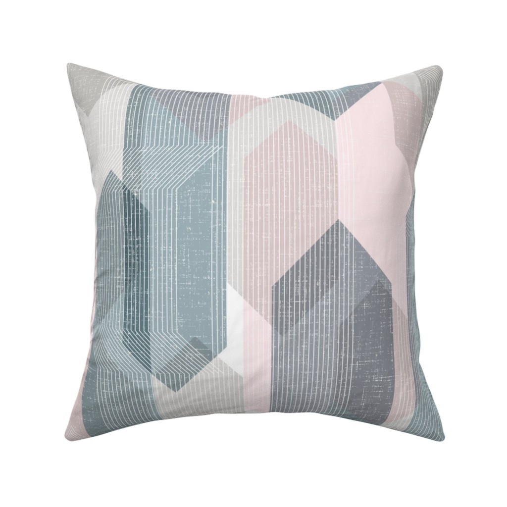 Deco Mod Hex Reflections Pillow, Woven, Beige, 16x16, Single Sided, Gray, Gray