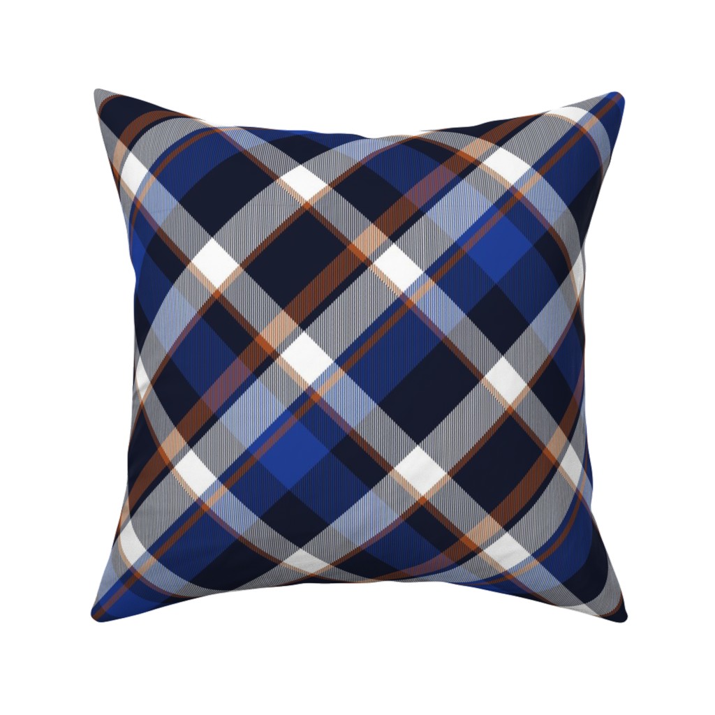 Cora's Plaid - Blue Pillow, Woven, Beige, 16x16, Single Sided, Blue, True Blue
