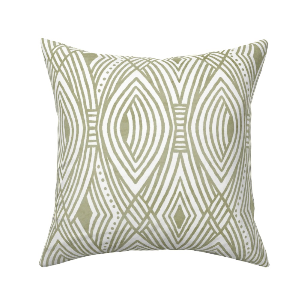 Katherine - Green Pillow, Woven, Beige, 16x16, Single Sided, Green