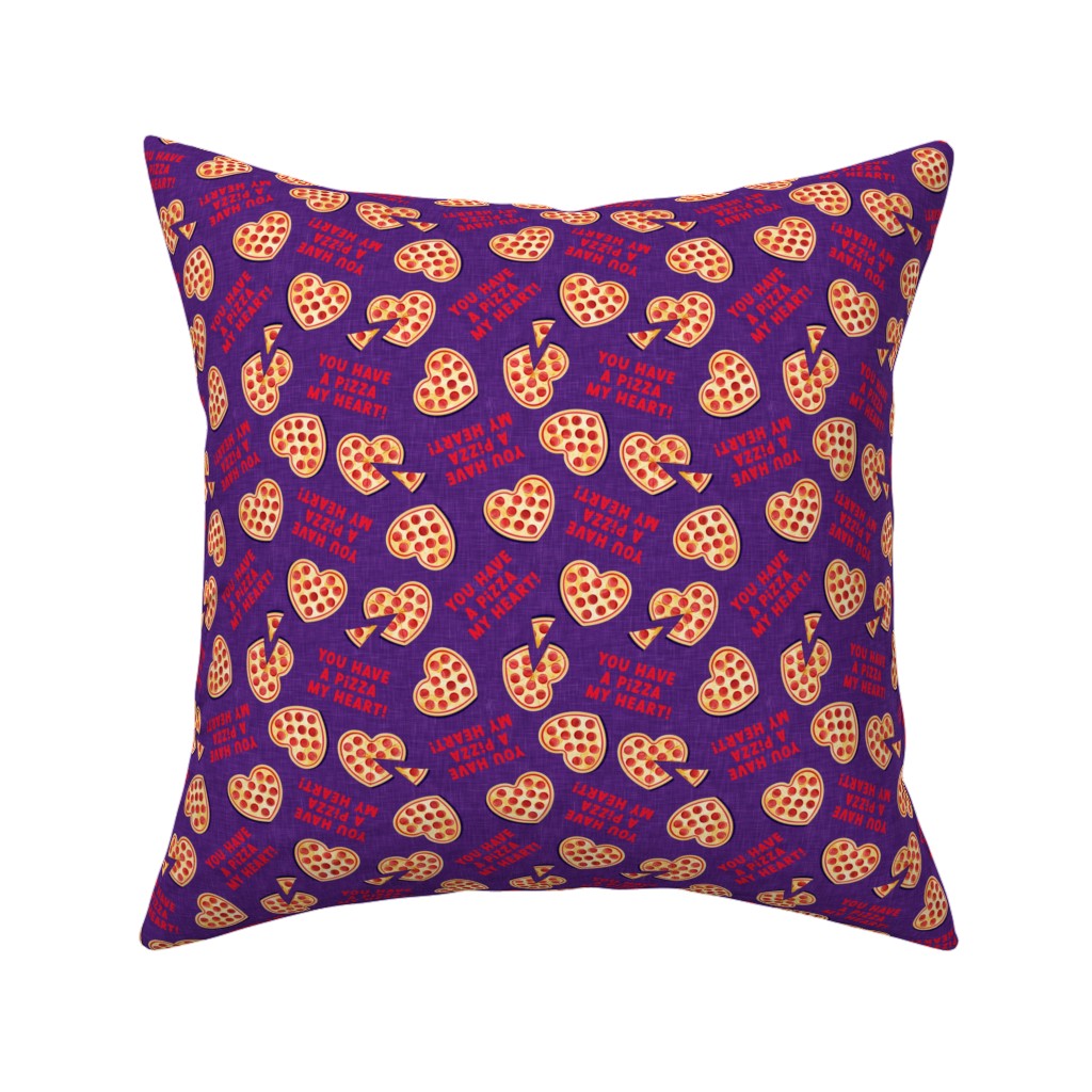 You Have a Pizza My Heart Pillow, Woven, Beige, 16x16, Single Sided, Purple