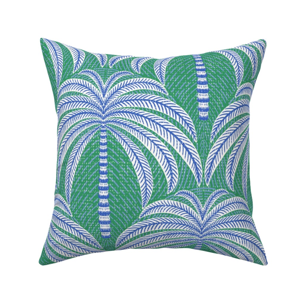 Palm Springs Palm Trees - Green Pillow, Woven, Beige, 16x16, Single Sided, Green