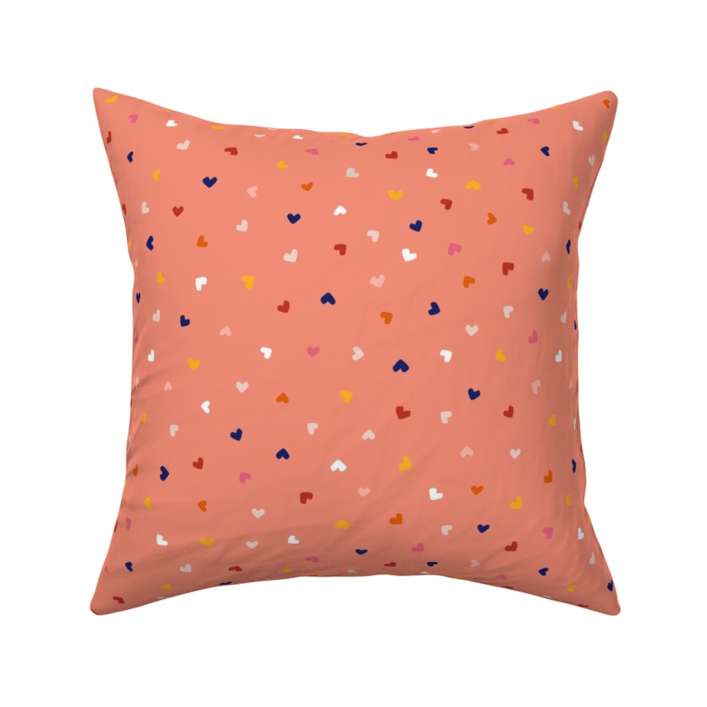 Heart Sprinkles - Pink Pillow, Woven, Beige, 16x16, Single Sided, Pink