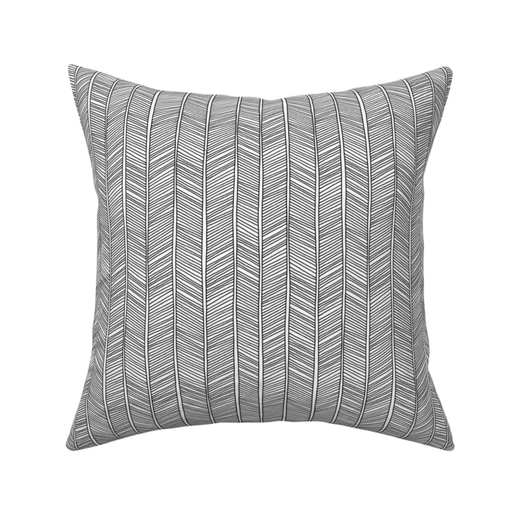 Vines + Lines - Neutral Pillow, Woven, Beige, 16x16, Single Sided, Black