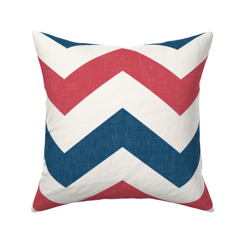 Bold Chevron - Red and Blue Pillow, Woven, Beige, 16x16, Single Sided, Multicolor