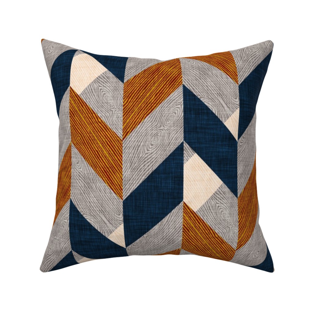 Parquetry - Neutral Pillow, Woven, Beige, 16x16, Single Sided, Orange