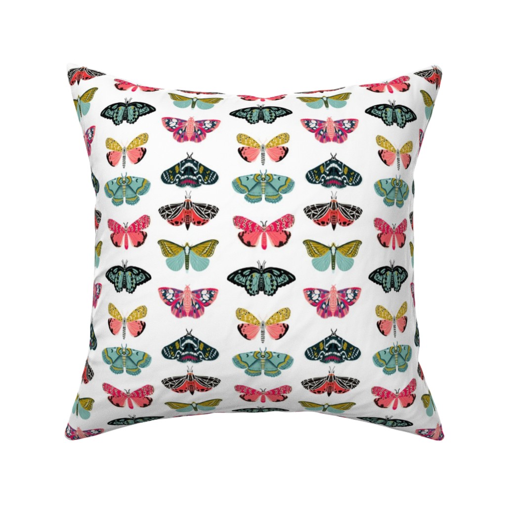 Moths and Butterflies Spring Garden - Light Pillow, Woven, Beige, 16x16, Single Sided, Multicolor