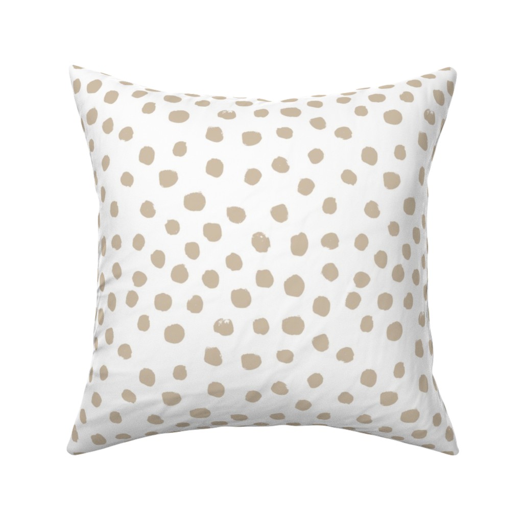 Soft Painted Dots Pillow, Woven, Beige, 16x16, Single Sided, Beige