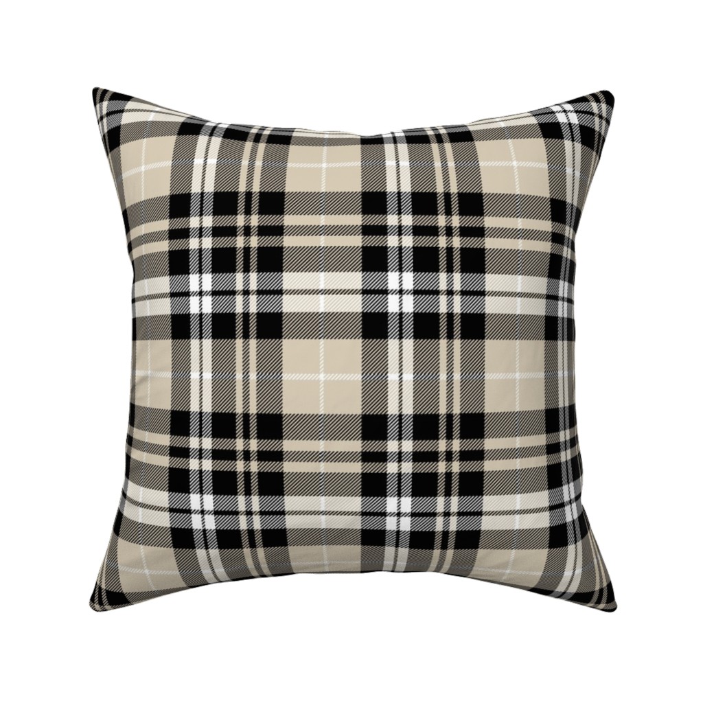 Fall Plaid Pillow, Woven, Beige, 16x16, Single Sided, Beige, beige