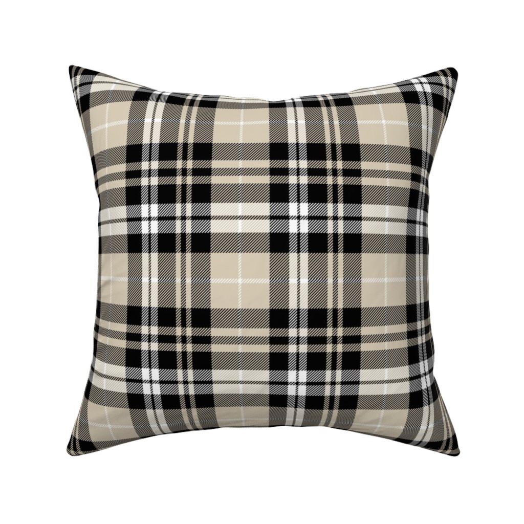 Fall Plaid Pillow, Woven, Beige, 16x16, Single Sided, Beige