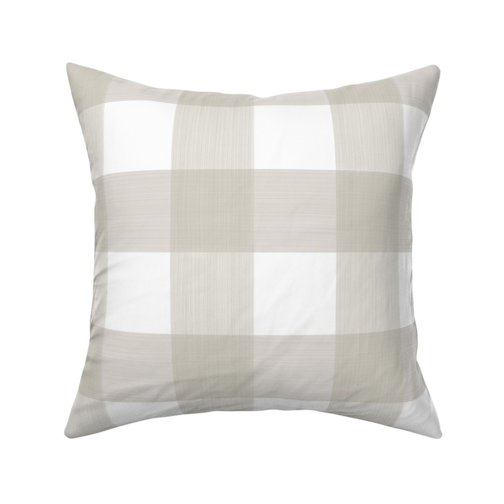 Buffalo Check Pillow, Woven, Beige, 16x16, Single Sided, Beige