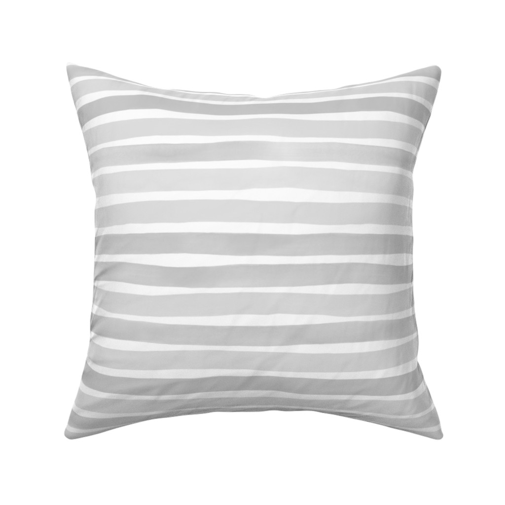 Imperfect Watercolor Stripes Pillow, Woven, Beige, 16x16, Single Sided, Gray