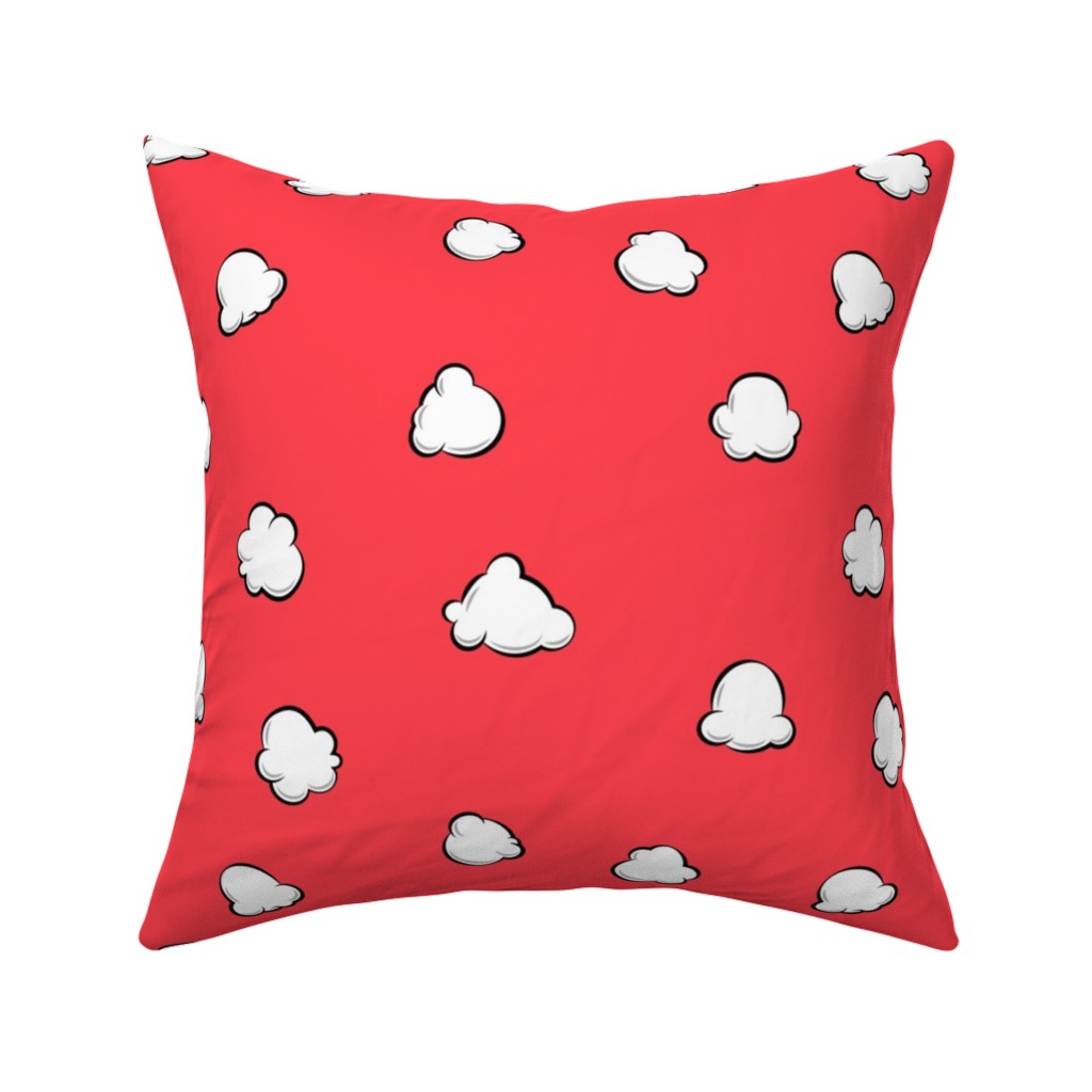 Popcorn - Red Pillow, Woven, Beige, 16x16, Single Sided, Red
