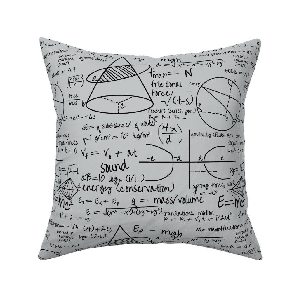 Common Equations Pillow, Woven, Beige, 16x16, Single Sided, Gray