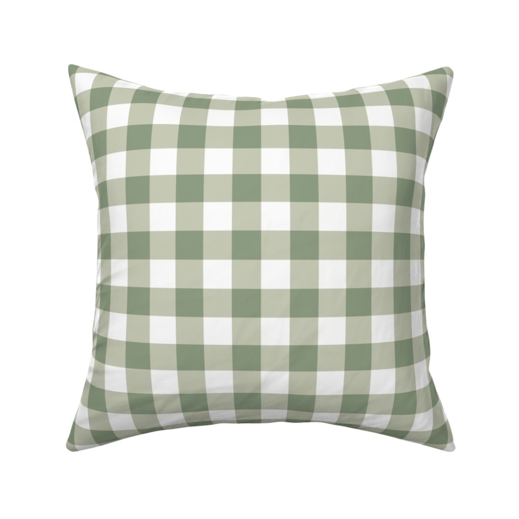 Plaid - Green Pillow, Woven, Beige, 16x16, Single Sided, Green