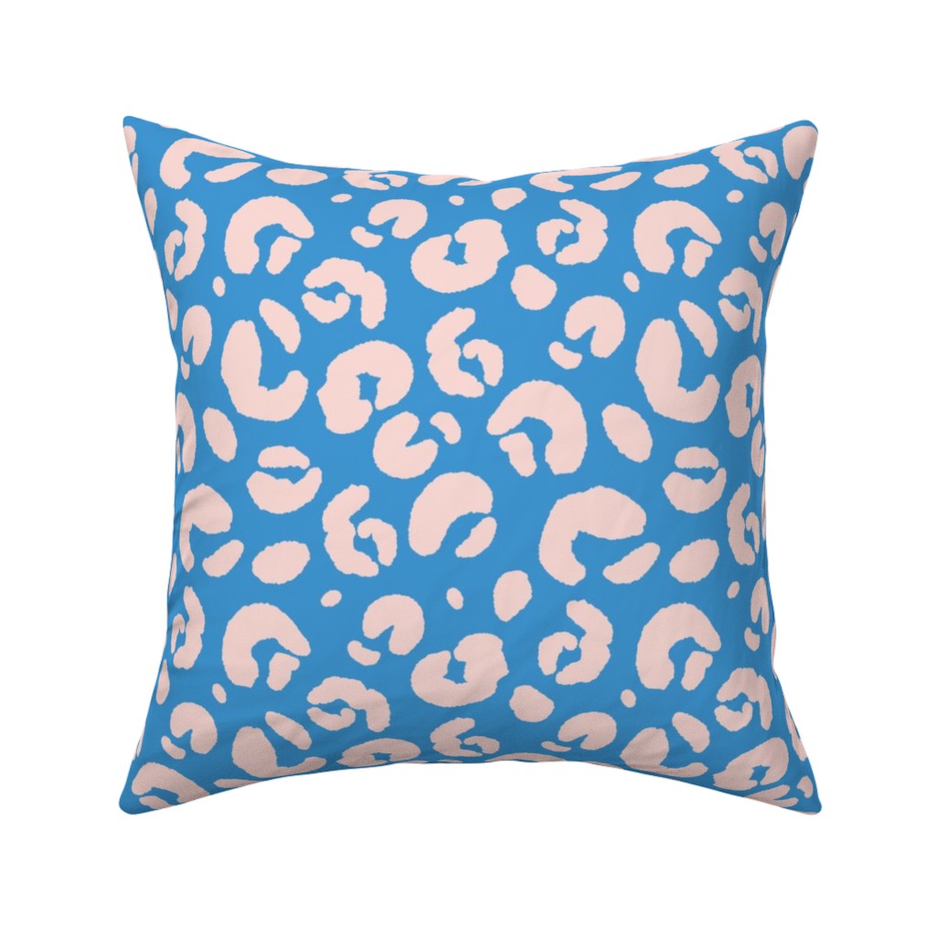 Jaguar Spots - Blue Pillow, Woven, Beige, 16x16, Single Sided, Blue