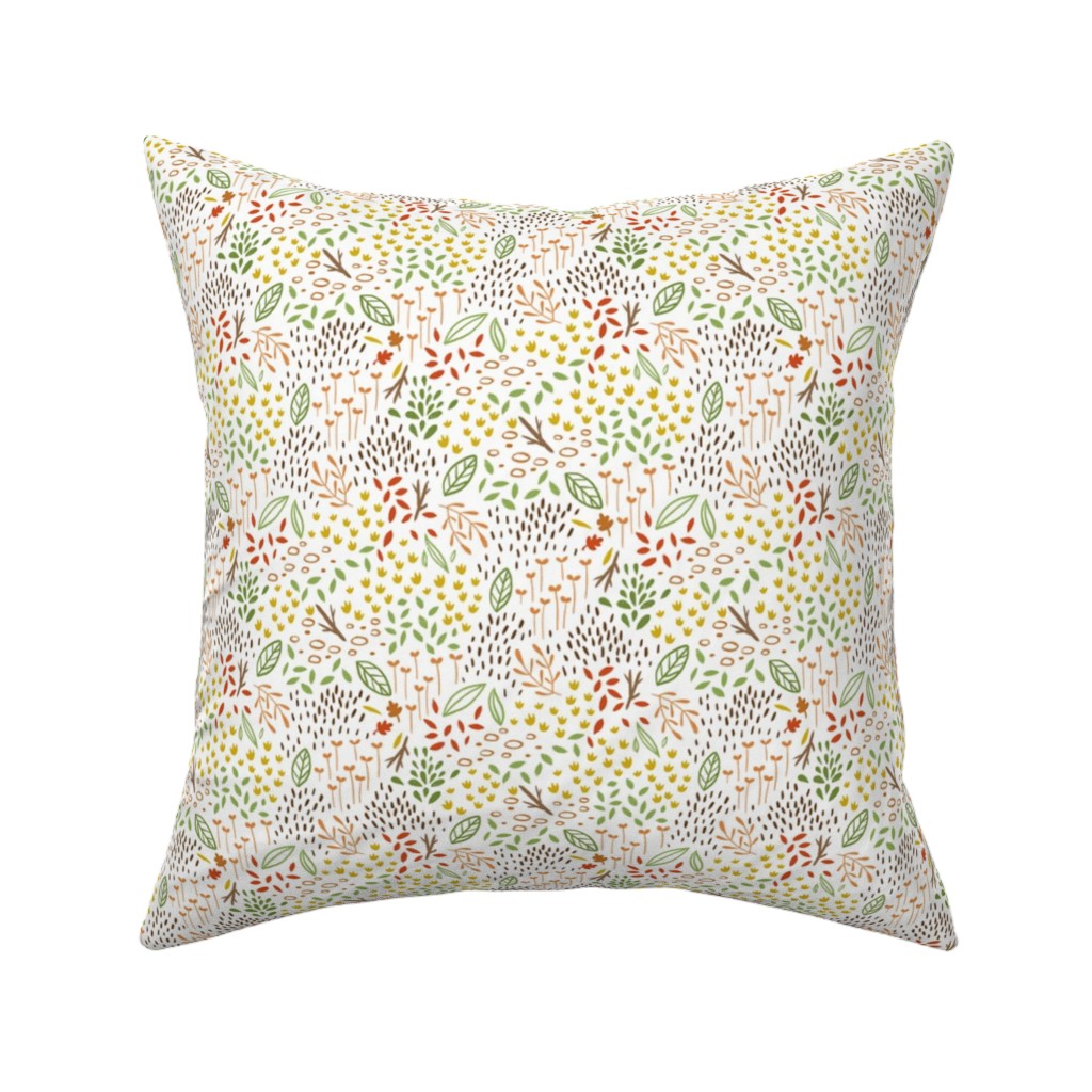 Tiny Leaves - Multi Pillow, Woven, Beige, 16x16, Single Sided, Multicolor