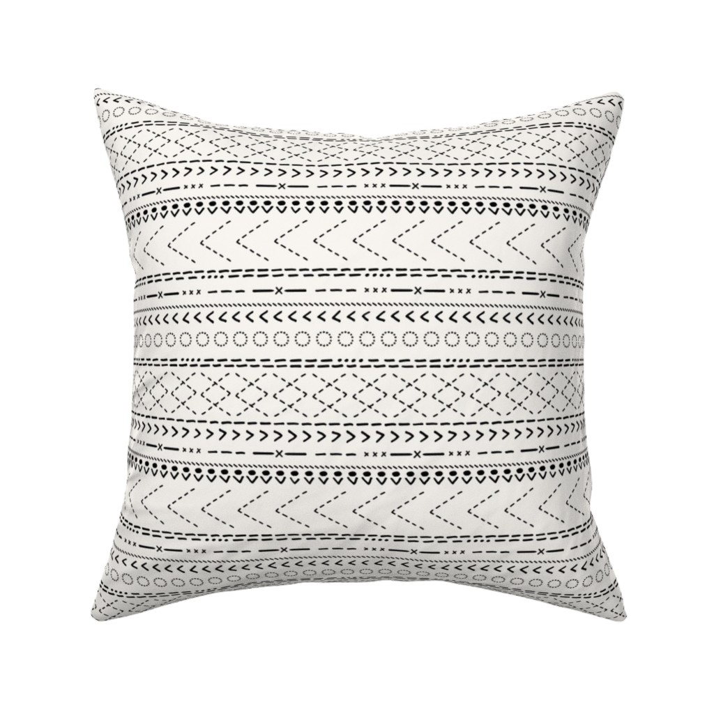 Minimal Mudcloth Bohemian - Light Pillow, Woven, Beige, 16x16, Single Sided, Beige