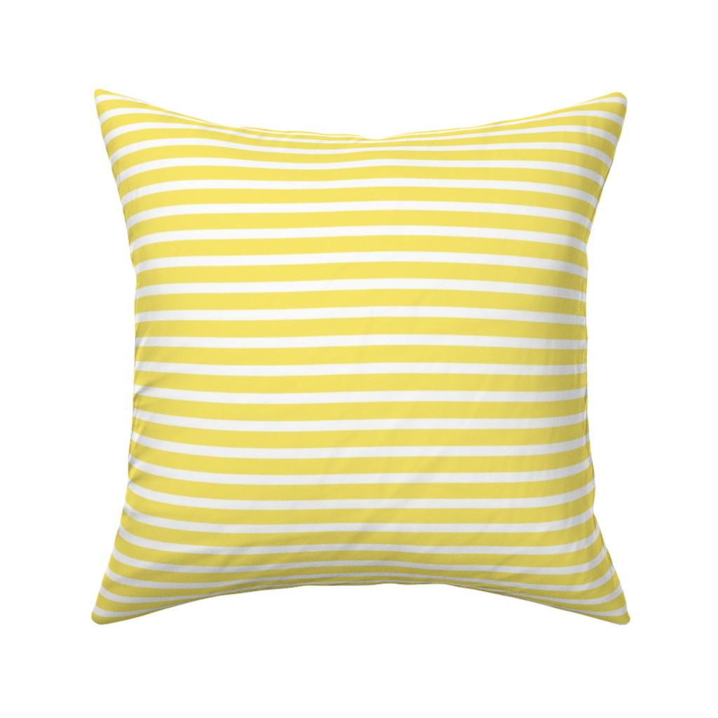 Wonky Stripe - Sunny Pillow, Woven, Beige, 16x16, Single Sided, Yellow