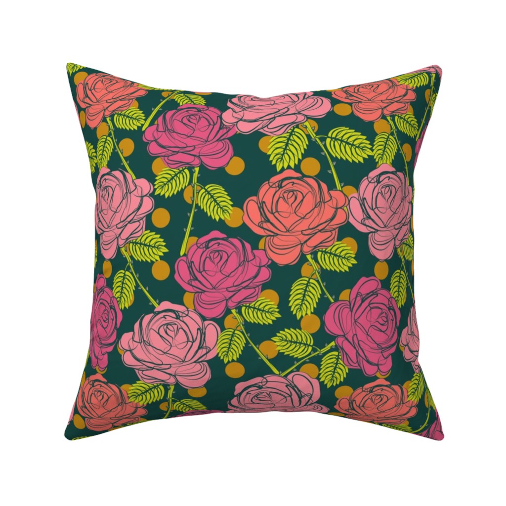 Roses - Shades of Pink Pillow, Woven, Beige, 16x16, Single Sided, Pink