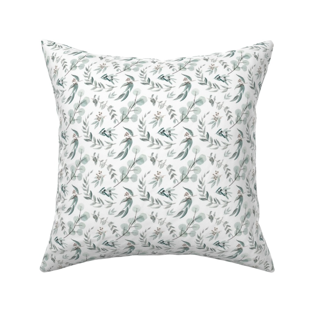 Eucalyptus Leaves - Australiana Botanical Pillow, Woven, Beige, 16x16, Single Sided, Green, Classic Green