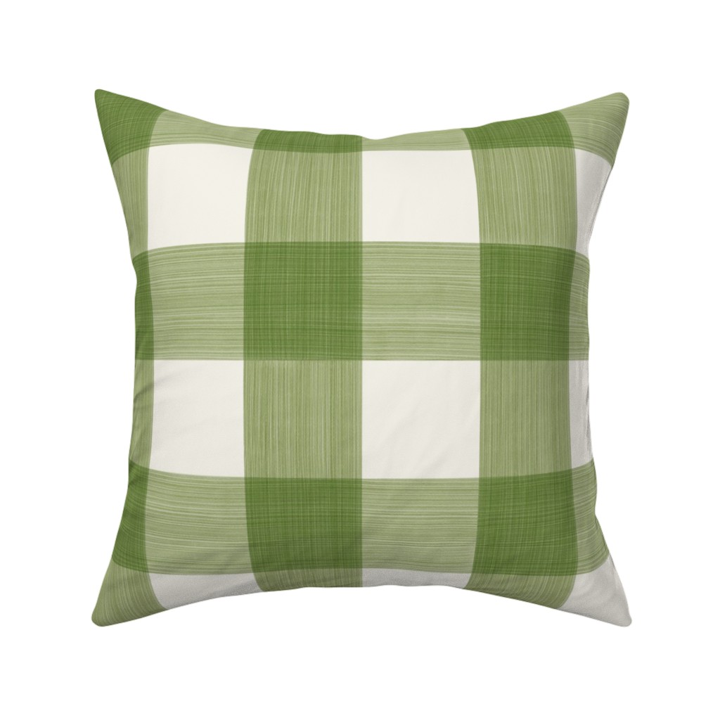 Buffalo Check Pillow, Woven, Beige, 16x16, Single Sided, Green, Classic Green