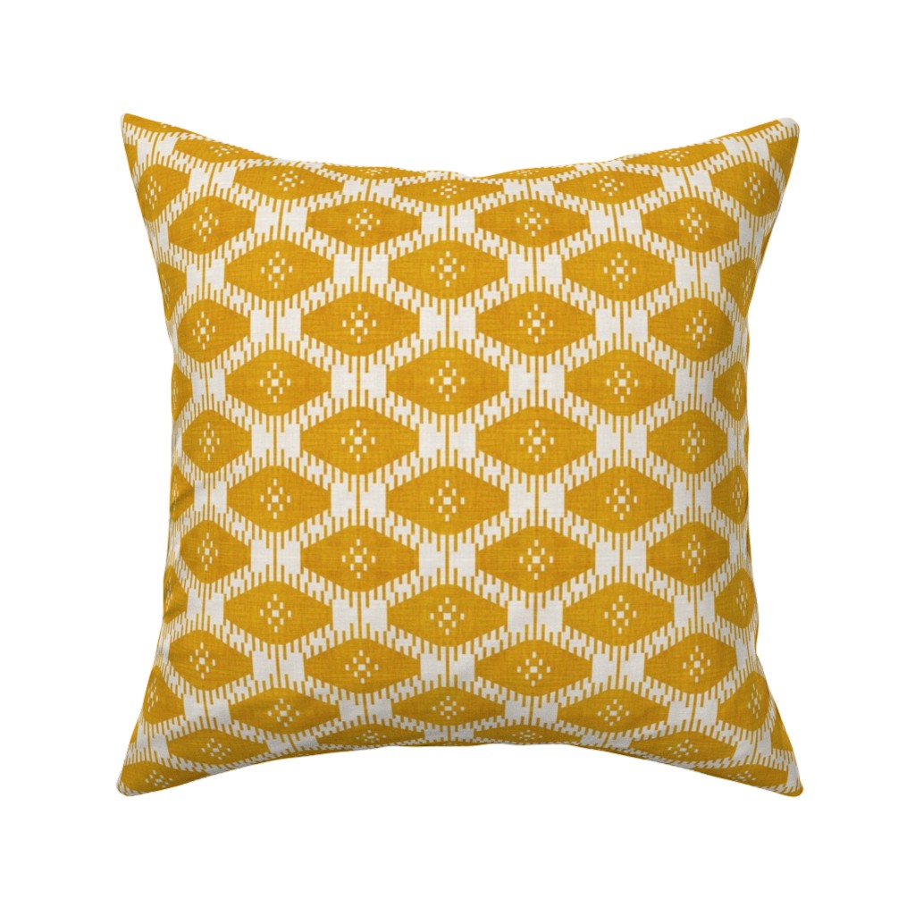 Stella Ikat - Yellow Pillow, Woven, Beige, 16x16, Single Sided, Yellow