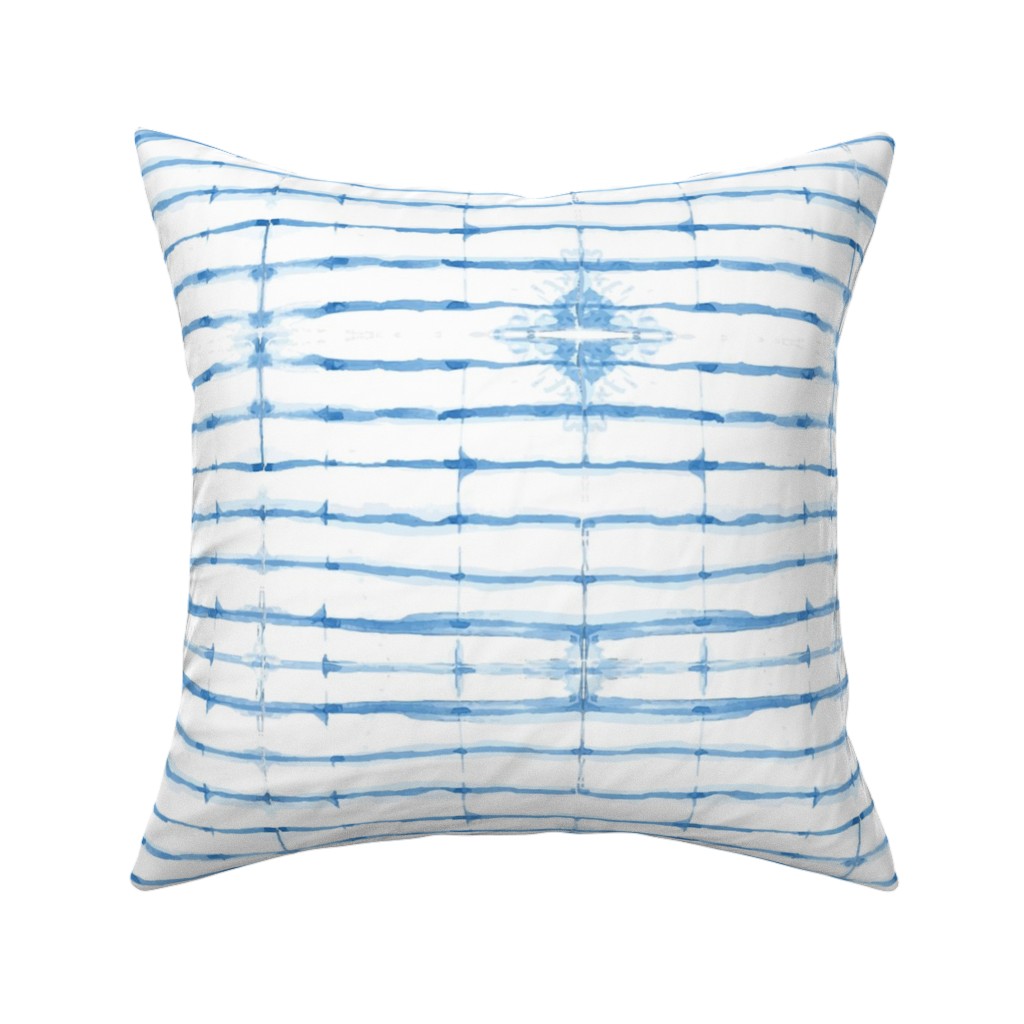 Shibori - Blue Pillow, Woven, Beige, 16x16, Single Sided, Blue