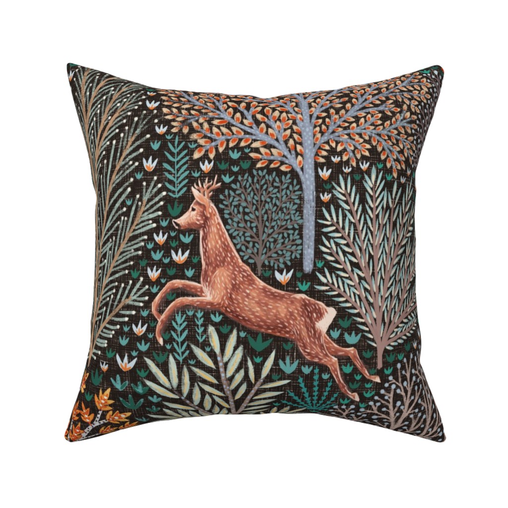 Forest & Animals - Multi Pillow, Woven, Beige, 16x16, Single Sided, Multicolor