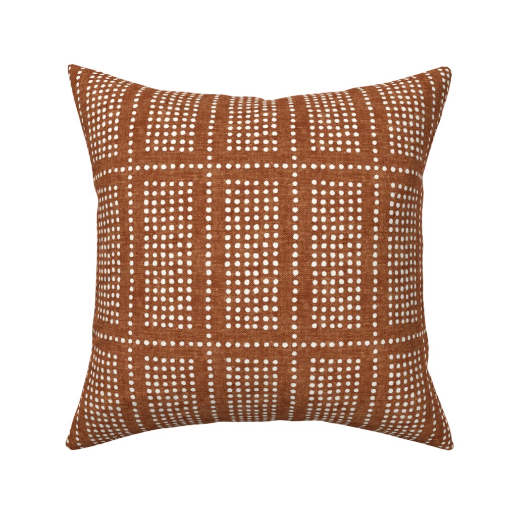Dotty Boho Geometric - Ginger Pillow, Woven, Beige, 16x16, Single Sided, Orange