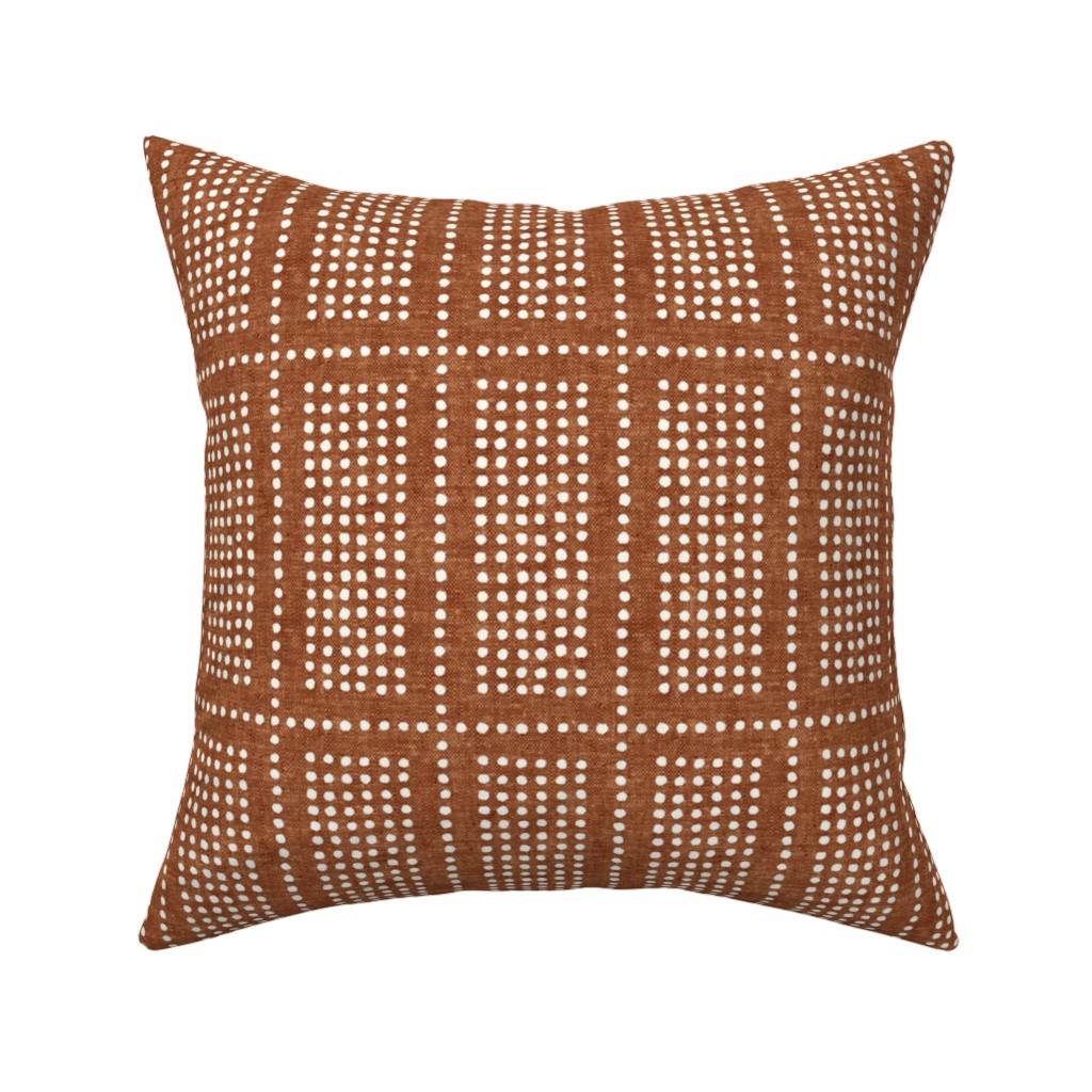 Dotty Boho Geometric - Ginger Pillow, Woven, Beige, 16x16, Single Sided, Orange, Orange