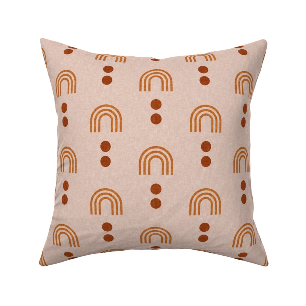 Aria Geometric Rainbow Pillow, Woven, Beige, 16x16, Single Sided, Pink