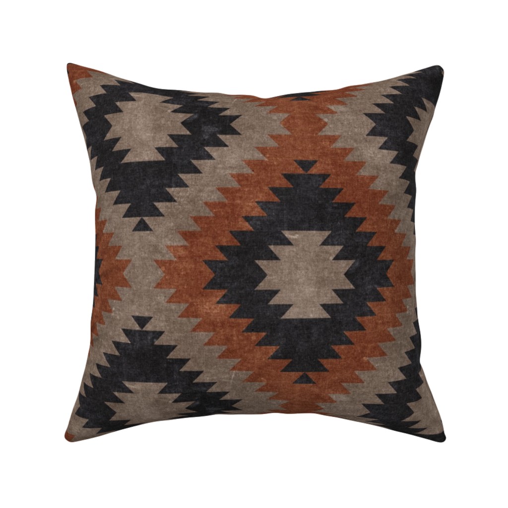Tribal Southwest Boho Pillow, Woven, Beige, 16x16, Single Sided, Brown, Taupe