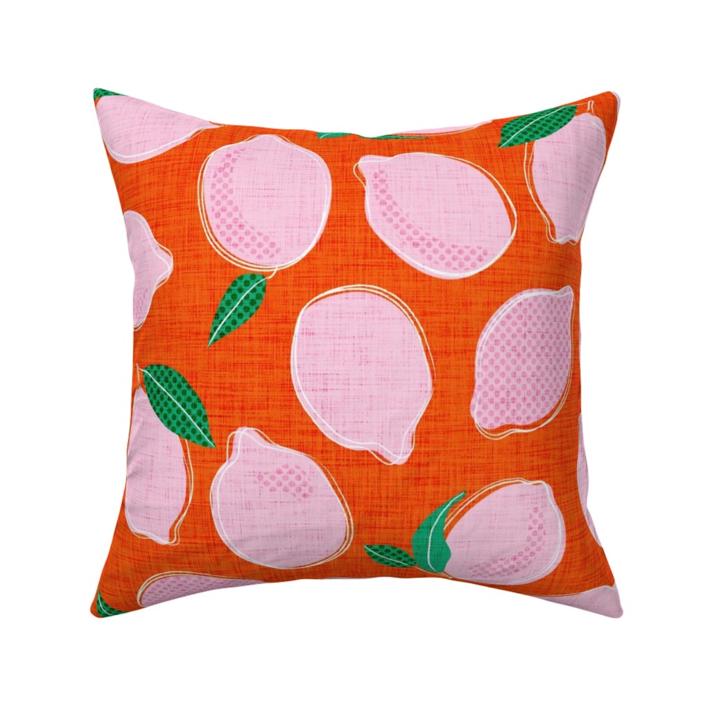 Lemon Pop - Blood Orange and Cotton Candy Pillow, Woven, Beige, 16x16, Single Sided, Pink, Bright Pink