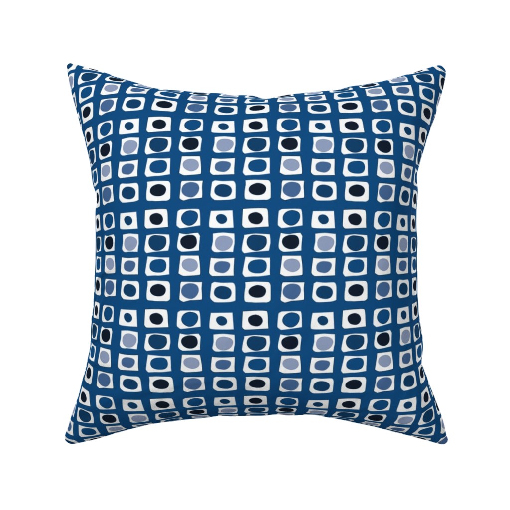 Little White Rectangles - Classic Blue Pillow, Woven, Beige, 16x16, Single Sided, Blue, True Blue