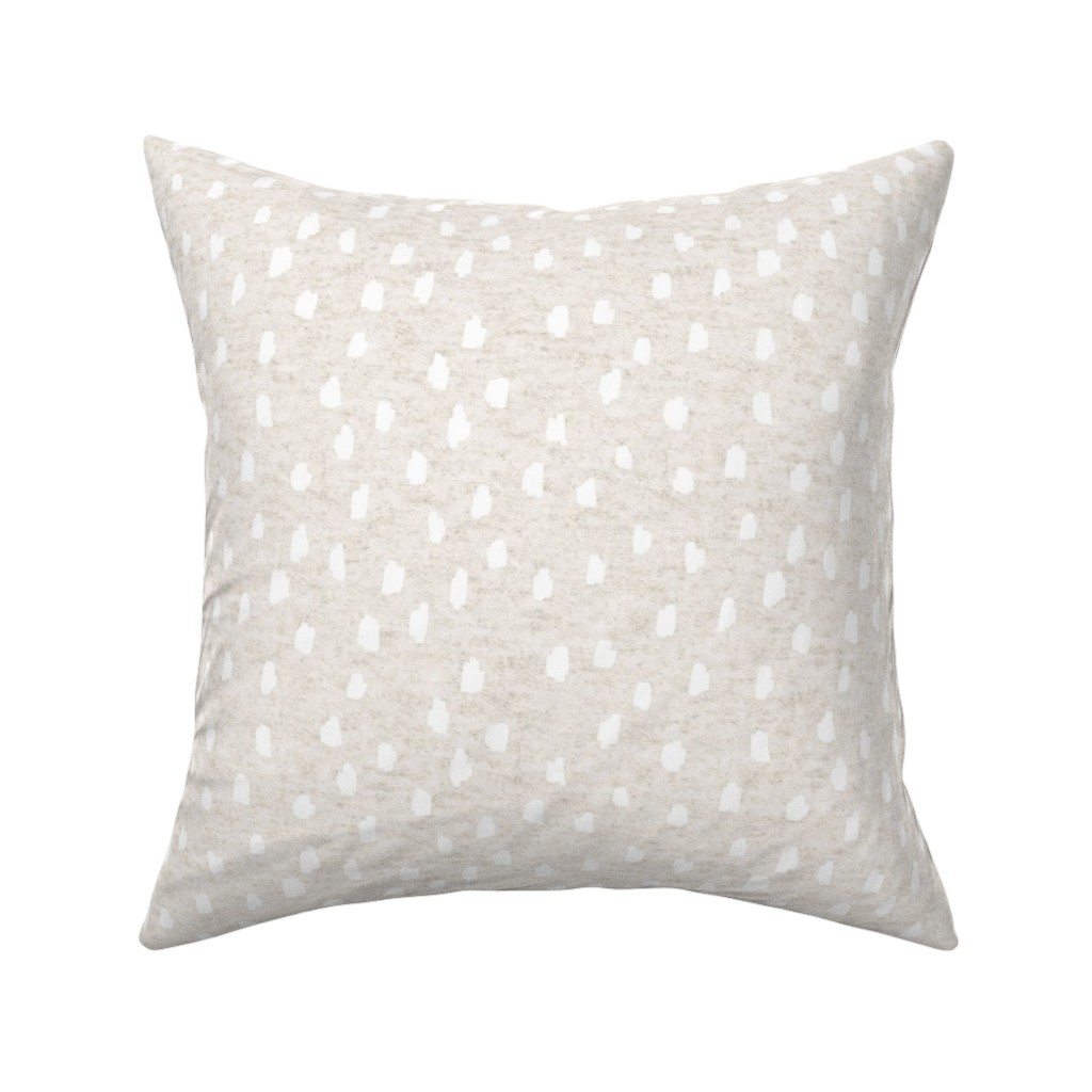 White Speckle Dot on Textured Oatmeal Pillow, Woven, Beige, 16x16, Single Sided, Beige, Pearl