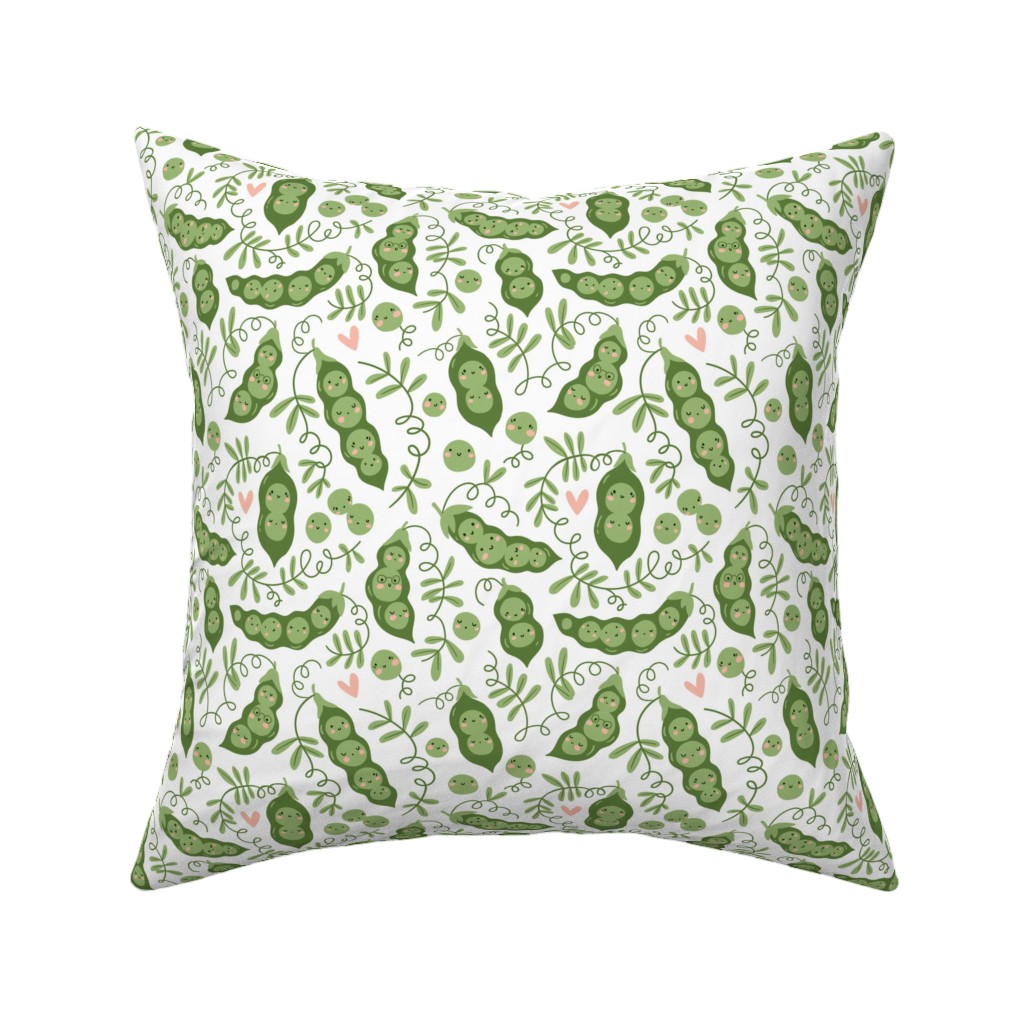 Cute Peas - Green Pillow, Woven, Beige, 16x16, Single Sided, Green