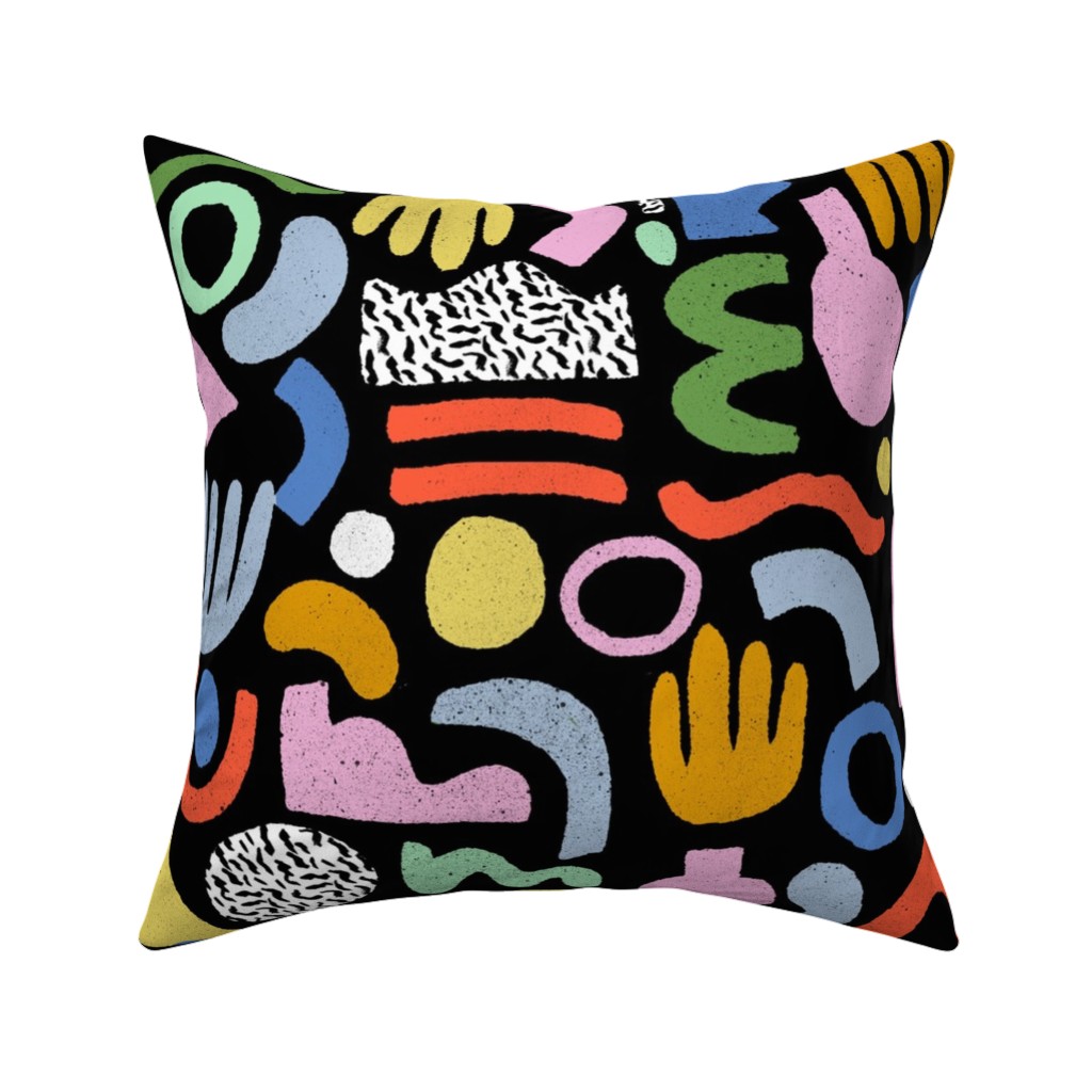 Happy Blocks Pillow, Woven, Beige, 16x16, Single Sided, Multicolor