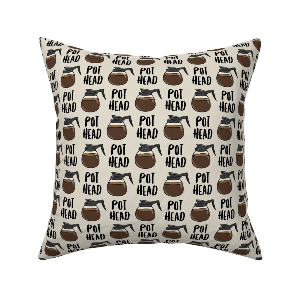 Coffee Pots - Beige Pillow, Woven, Black, 16x16, Single Sided, Brown, Brown