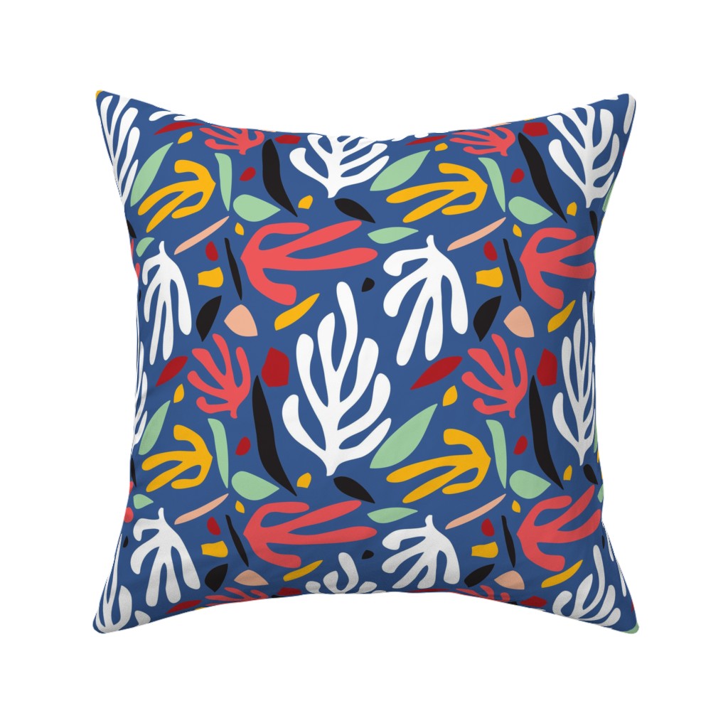 Matisse Style Leaves - Multi Pillow, Woven, Black, 16x16, Single Sided, Multicolor