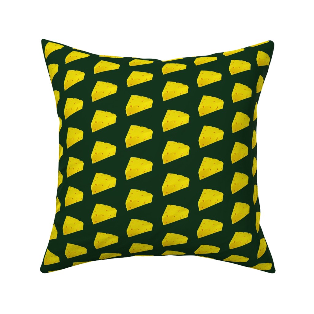 Cheese - Yellow on Dark Pillow, Woven, Black, 16x16, Single Sided, Yellow, Classic Yellow