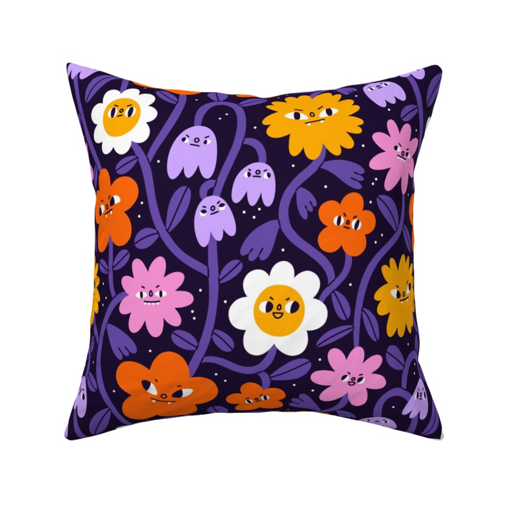 Extremely Wicked and Shockingly Evil Halloween Garden - Purple Pillow, Woven, Black, 16x16, Single Sided, Purple, Purple