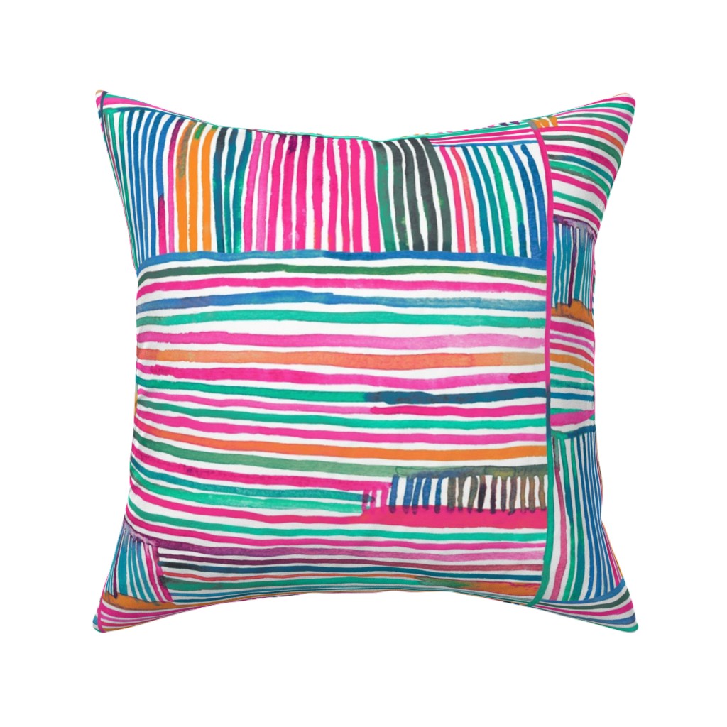 Linear Meditation Pillow, Woven, Black, 16x16, Single Sided, Multicolor