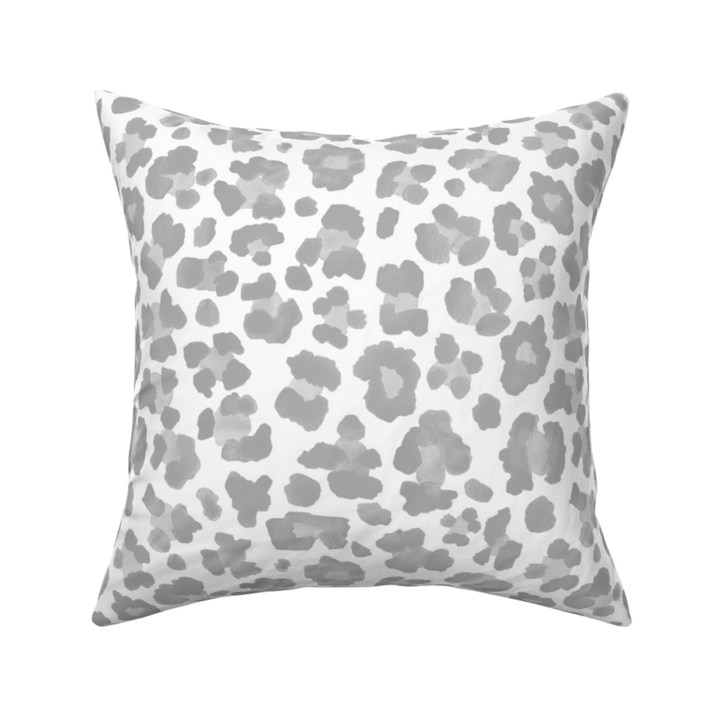 Light Grey Leopard Print Pillow, Woven, Black, 16x16, Single Sided, Gray