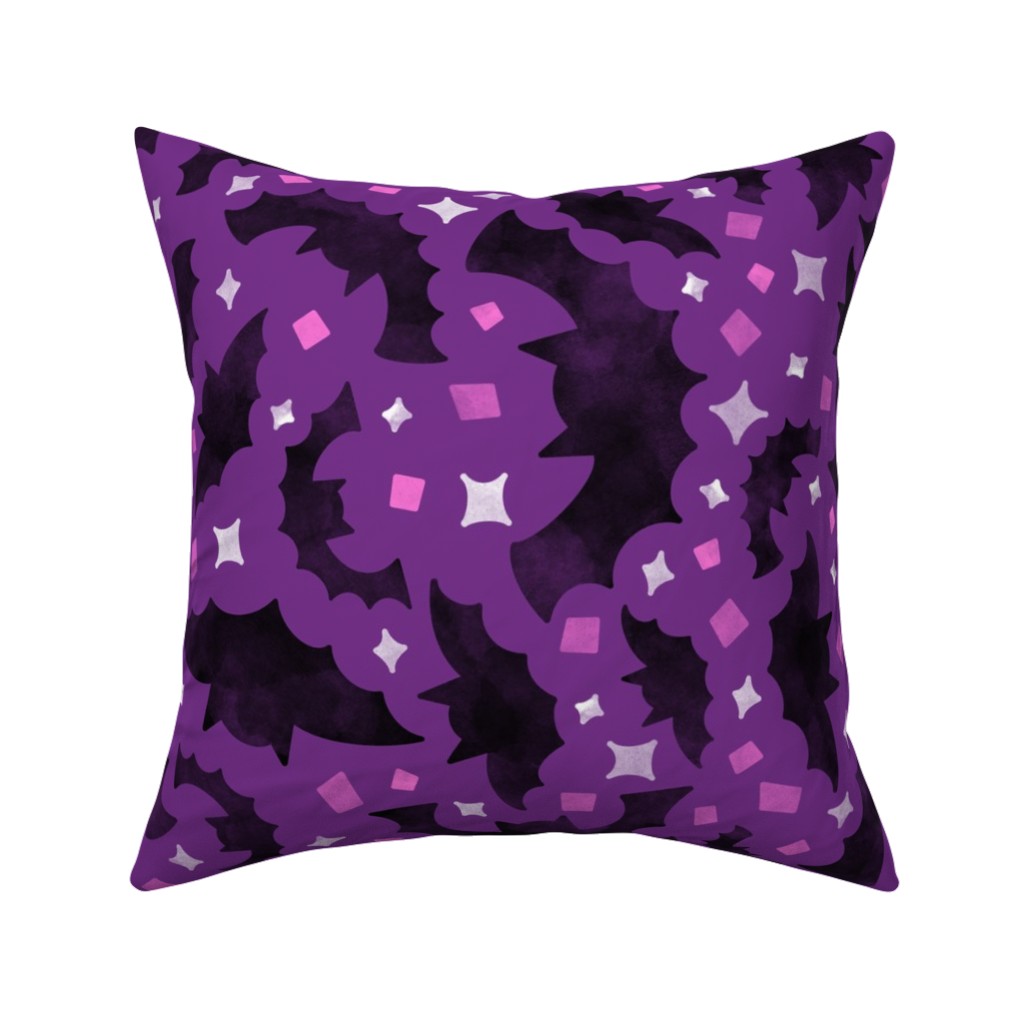 Bats & Sparkles Pillow, Woven, Black, 16x16, Single Sided, Purple