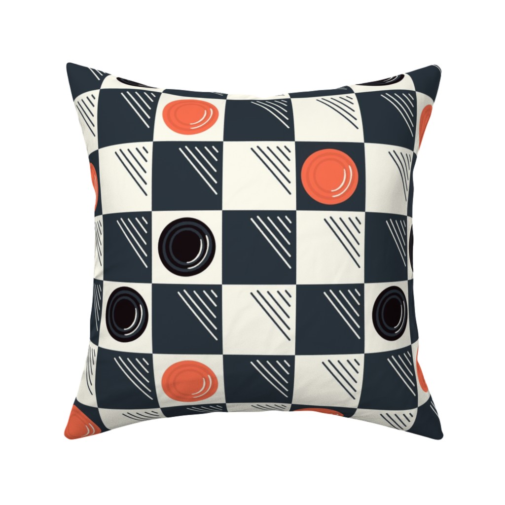 Checkers Pillow, Woven, Black, 16x16, Single Sided, Multicolor