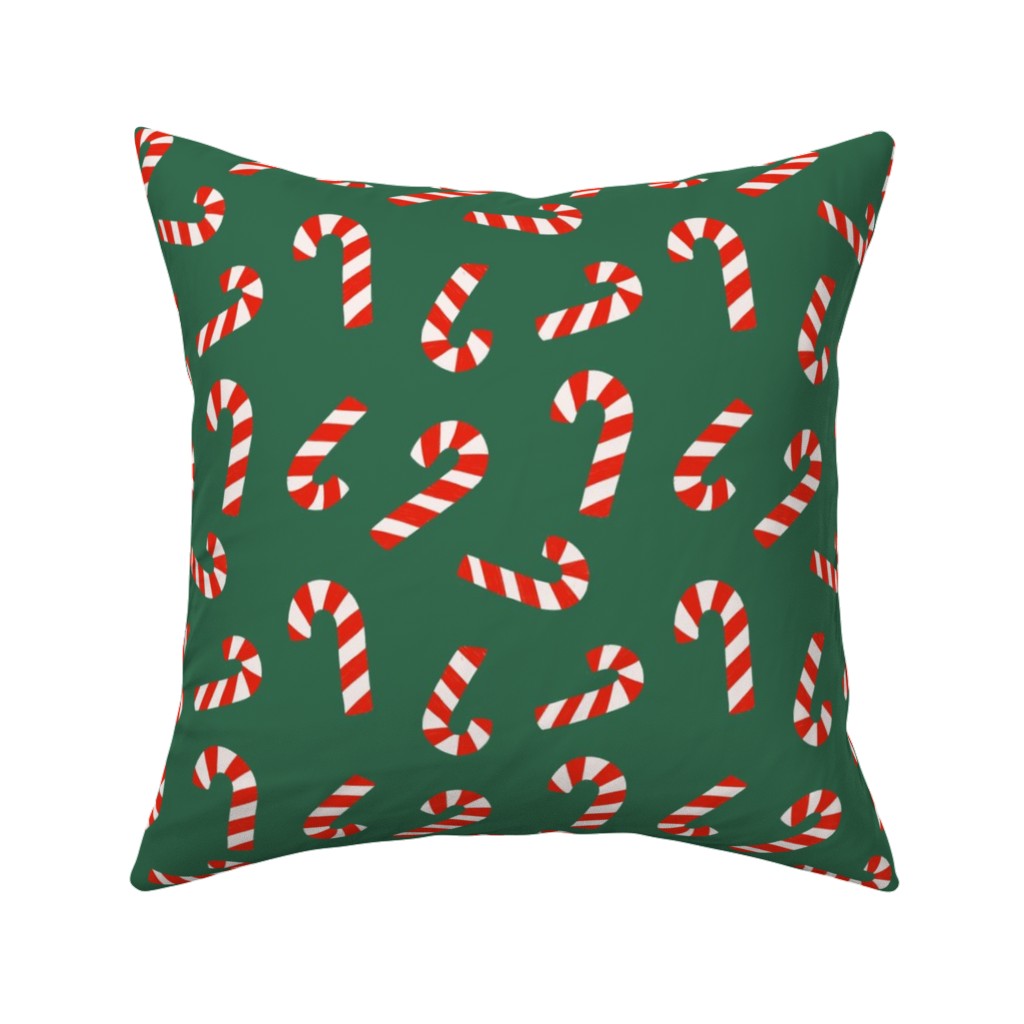 Candy Cane Pattern Pillow, Woven, Black, 16x16, Single Sided, Green, Classic Green