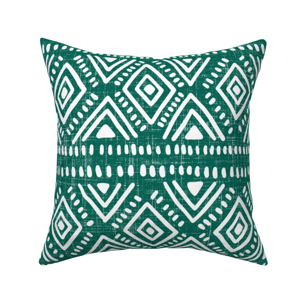 Abstract Diamond Pillow, Woven, Black, 16x16, Single Sided, Green, Lake