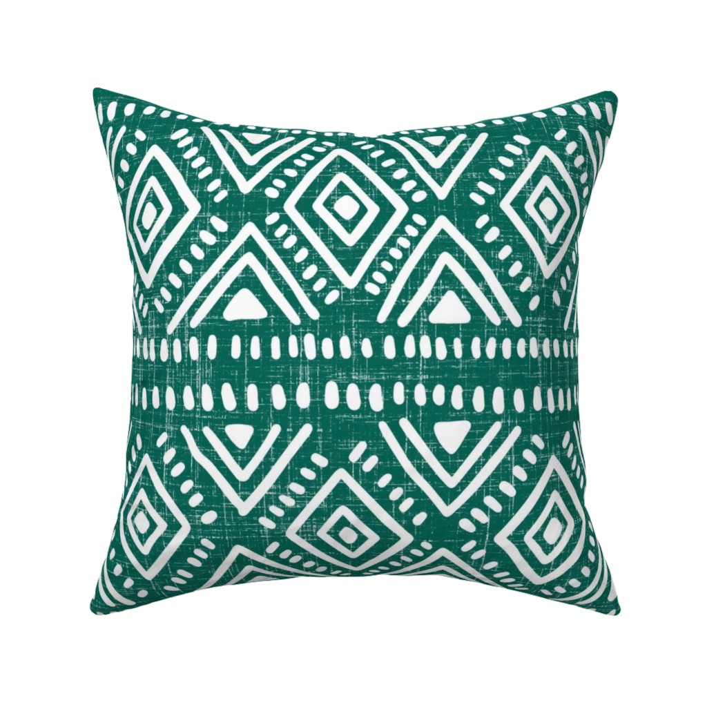 Abstract Diamond Pillow, Woven, Black, 16x16, Single Sided, Green