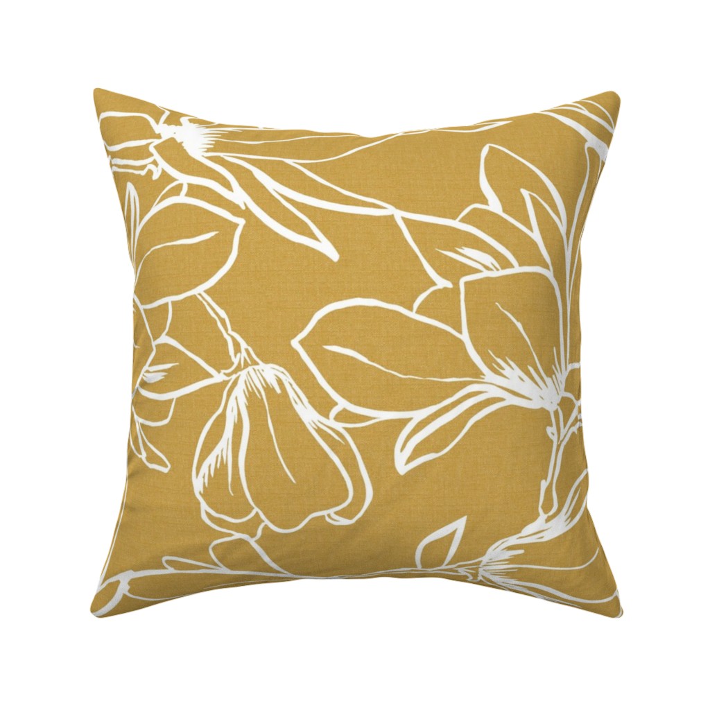 Magnolia Garden Pillow, Woven, Black, 16x16, Single Sided, Brown