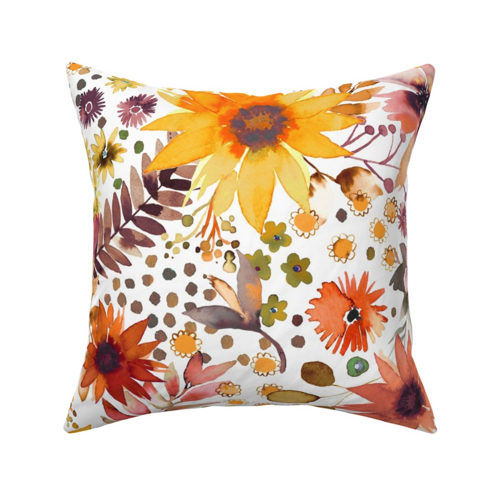 Big Sunflowers - Goldenrod Yellow Pillow, Woven, Black, 16x16, Single Sided, Orange, Orange